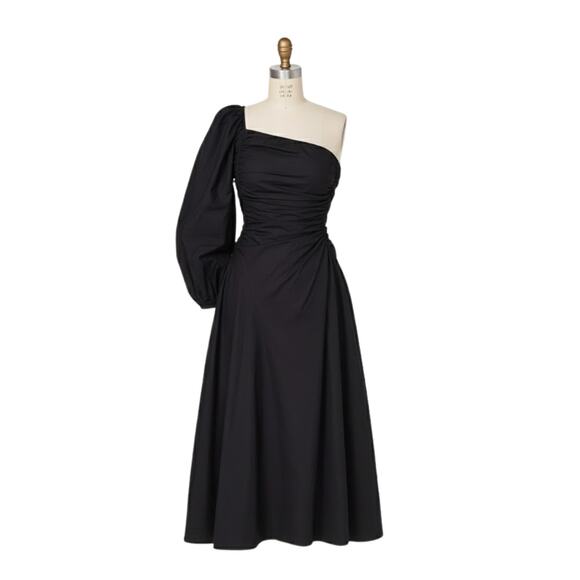 Ulla Johnson Fiorella One Shoulder Midi Dress 2 Black NEW - Picture 2 of 7